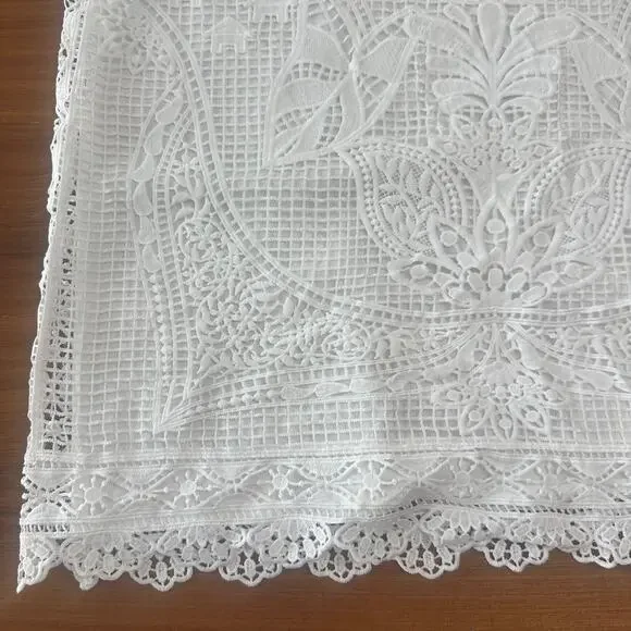 Farm Rio White Guipure Crochet Lace Midi Skirt, Coastal Bridal Boho Beachy Large - Picture 11 of 16